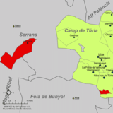 Localización de Loriguilla respecto a la comarca del Campo de Turia