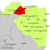 Localización de Rossell respecto a la comarca del Bajo Maestrazgo
