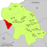 Localización de Sacañet respecto a la comarca del Alto Palancia