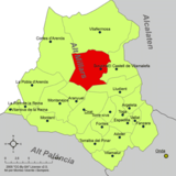 Localización de Zucaina respecto a la comarca del Alto Mijares