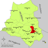 Localización de Toga respecto a la comarca del Alto Mijares
