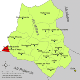 Localización de Villanueva de Viver respecto a la comarca del Alto Mijares