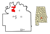 Ubicación en el condado de Lowndes y en el estado de Alabama Ubicación de Alabama en EE. UU.