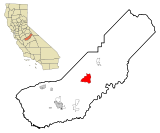 Ubicación en el condado de Madera y en el estado de California Ubicación de California en EE. UU.