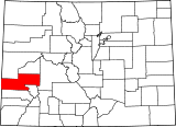 Ubicación del condado en ColoradoUbicación de Colorado en EE.UU.