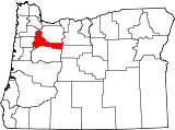 Situación del condado en OregónSituación de Oregón en EE. UU.