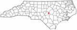 Ubicación en el condado de Harnett y en el estado de Carolina del Norte Ubicación de Carolina del Norte en EE. UU.