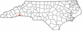 Ubicación en el condado de Polk y en el estado de Carolina del Norte Ubicación de Carolina del Norte en EE. UU.
