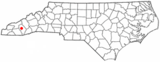 Ubicación en el condado de Jackson y en el estado de Carolina del Norte Ubicación de Carolina del Norte en EE. UU.