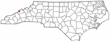 Ubicación en el condado de Madison y en el estado de Carolina del Norte Ubicación de Carolina del Norte en EE. UU.