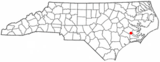 Ubicación en el condado de Craven y en el estado de Carolina del Norte Ubicación de Carolina del Norte en EE. UU.