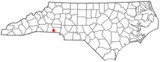 Ubicación en el condado de Cleveland y condado de Gaston y en el estado de Carolina del Norte Ubicación de Carolina del Norte en EE. UU.