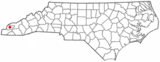 Ubicación en el condado de Graham y en el estado de Carolina del Norte Ubicación de Carolina del Norte en EE. UU.