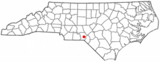 Ubicación en el condado de Anson y en el estado de Carolina del Norte Ubicación de Carolina del Norte en EE. UU.