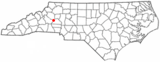 Ubicación en el condado de Burke y condado de Catawba y en el estado de Carolina del Norte Ubicación de Carolina del Norte en EE. UU.