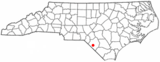 Ubicación en el condado de Robeson  y en el estado de Carolina del Norte Ubicación de Carolina del Norte en EE. UU.