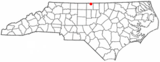 Ubicación en el condado de Caswell y en el estado de Carolina del Norte Ubicación de Carolina del Norte en EE. UU.