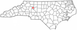Ubicación en el condado de Davie  y en el estado de Carolina del Norte Ubicación de Carolina del Norte en EE. UU.