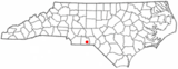 Ubicación en el condado de Anson y en el estado de Carolina del Norte Ubicación de Carolina del Norte en EE. UU.