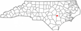 Ubicación en el condado de Wayne y condado de Duplin y en el estado de Carolina del Norte Ubicación de Carolina del Norte en EE. UU.