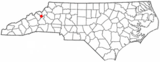 Ubicación en el condado de Mitchell y en el estado de Carolina del Norte Ubicación de Carolina del Norte en EE. UU.