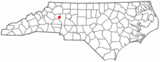 Ubicación en el condado de Alexander y condado de Iredell y en el estado de Carolina del Norte Ubicación de Carolina del Norte en EE. UU.