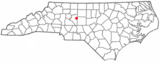 Ubicación en el condado de Randolph y condado de Davidson y en el estado de Carolina del Norte Ubicación de Carolina del Norte en EE. UU.
