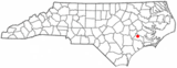 Ubicación en el condado de Craven y en el estado de Carolina del Norte Ubicación de Carolina del Norte en EE. UU.