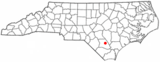 Ubicación en el condado de Bladen  y en el estado de Carolina del Norte Ubicación de Carolina del Norte en EE. UU.