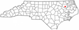 Ubicación en el condado de Bertie y en el estado de Carolina del Norte Ubicación de Carolina del Norte en EE. UU.