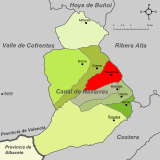 Localización de Navarrés respecto a la comarca de la Canal de Navarrés