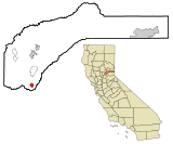 Ubicación en el Nevada y en el estado de California Ubicación de California en EE. UU.