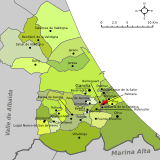 Localización de Palmera con respecto a la comarca de la Safor