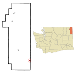 Ubicación en el condado de Pend Oreille en el estado de Washington Ubicación de Washington en EE. UU.