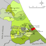 Localización de Piles con respecto a la comarca de la Safor