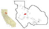 Ubicación en el condado de Plumas y en el estado de California Ubicación de California en EE. UU.