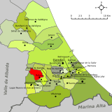 Localización de Rótova respecto a la comarca de la Safor