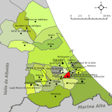 Localización de Rafelcofer respecto a la comarca de la Safor