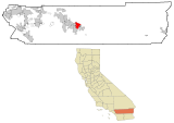 Ubicación en el condado de Riverside y en el estado de California Ubicación de California en EE. UU.
