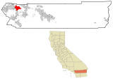 Ubicación en el condado de Riverside y en el estado de California Ubicación de California en EE. UU.