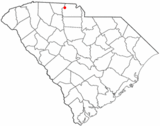 Ubicación en el Condado de Cherokee y Condado de York y en el estado de Carolina del Sur Ubicación de Carolina del Sur en EE. UU.