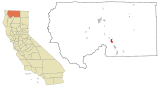 Siskiyou County California Incorporated and Unincorporated areas Weed Highlighted.svg