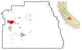 Ubicación en el condado de Tulare y en el estado de California Ubicación de California en EE. UU.