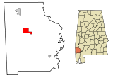 Ubicación en el condado de Washington y en el estado de Alabama Ubicación de Alabama en EE. UU.