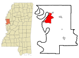Ubicación en el condado de Washington y en el estado de Misisipi Ubicación de Misisipi en EE. UU.