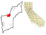 Ubicación en el condado de Yuba y en el estado de California Ubicación de California en EE. UU.