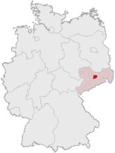 Mapa de Alemania, posición de Radebeul destacada
