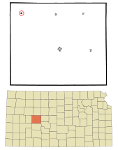 Ubicación en el condado de Ness en KansasUbicación de Kansas en EE. UU.