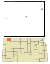 Ubicación en el condado de Rawlins en KansasUbicación de Kansas en EE. UU.