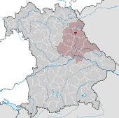 Mapa de Alemania, posición de Weiden destacada